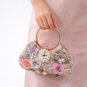 Beaded 3D Floral Statement Handbag | Sequin Embellished Purse